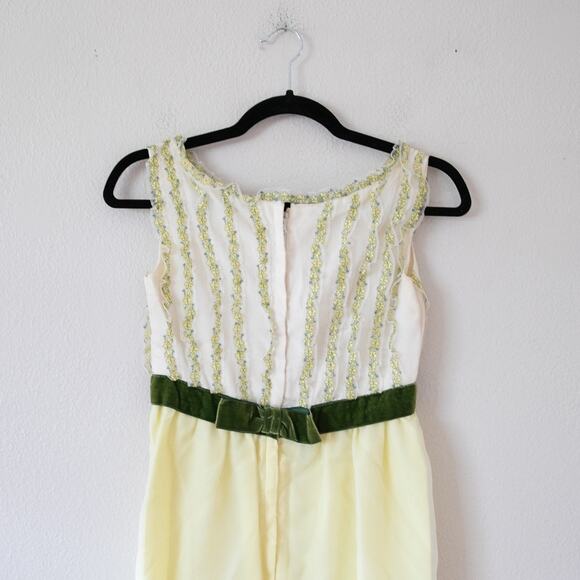 Vintage 1960s Nadine Floral Yellow Empire Waist Chiffon Dress - Picture 5 of 12